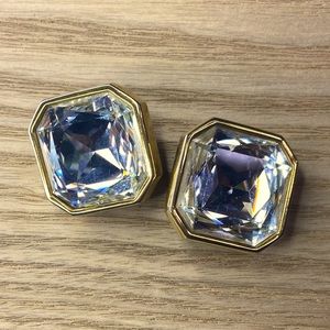 Swarovski large square gold tone statement earrings